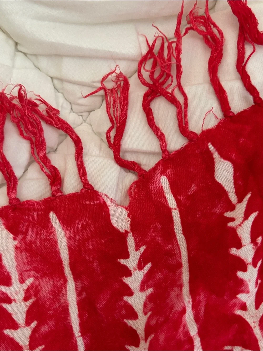Indigo Blue Red and White Printed Wrap Scarf